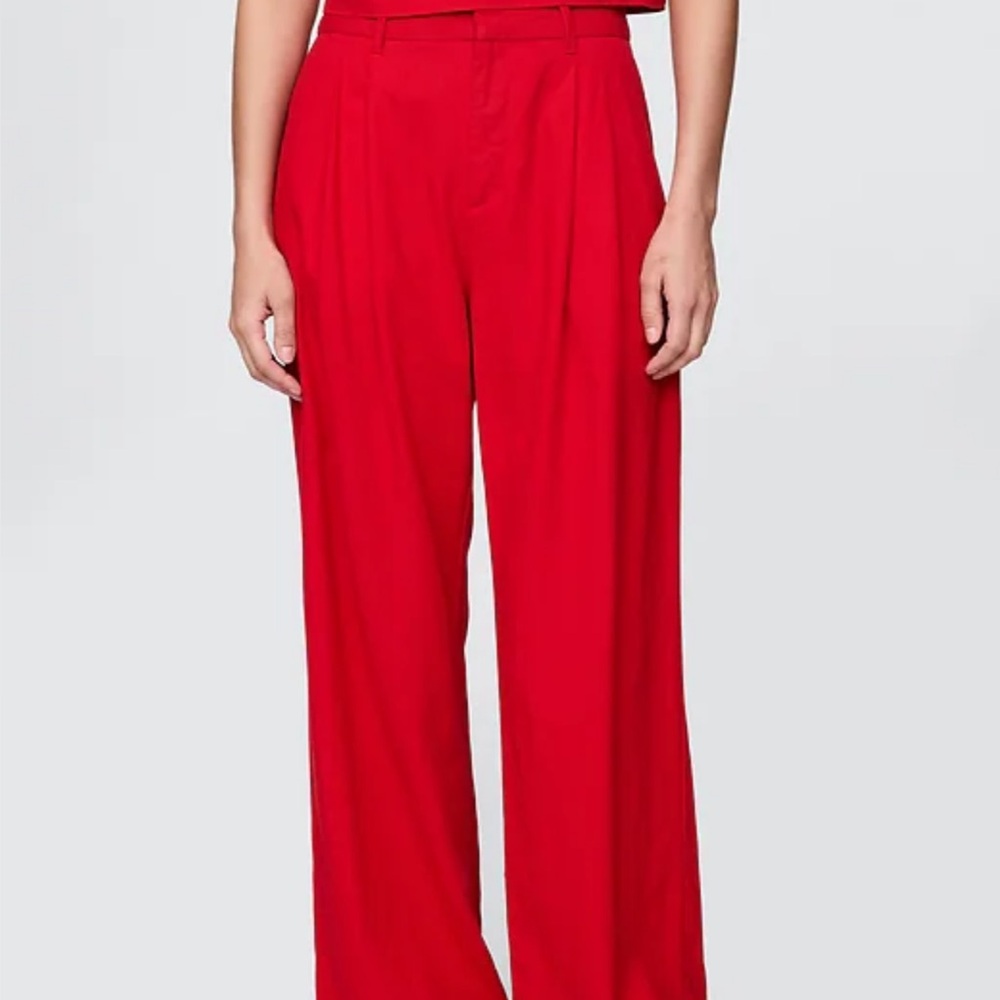 GAP Vibrant Red Wide Leg Linen Pants - Picture 2 of 8